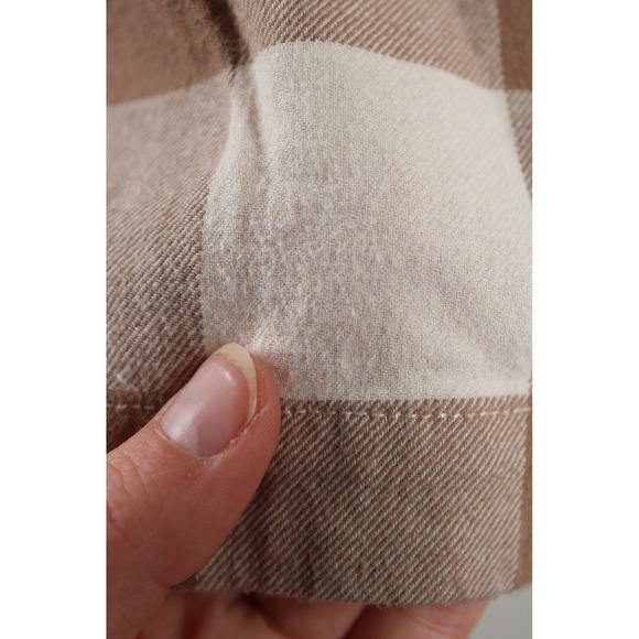 Everlane M Brown White Buffalo Check Organic Cotton Flannel Button Popover Shirt - Picture 5 of 10